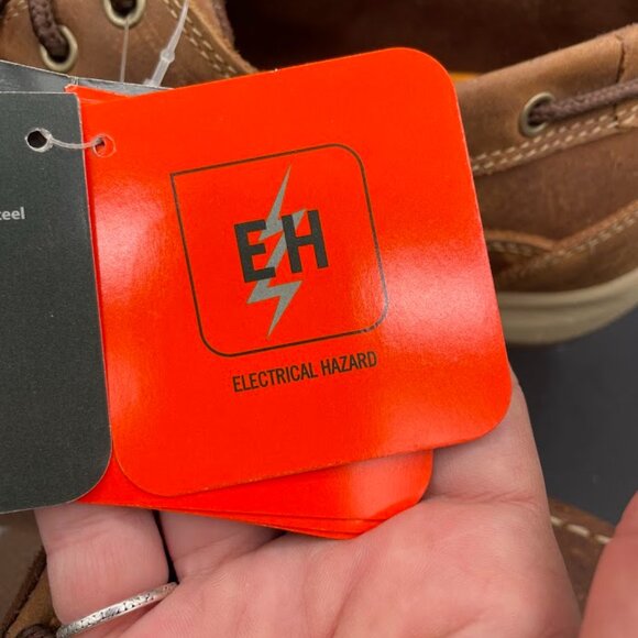 Rockport Works Mens Brown Leather Sailing Club 3 Eye Steel Toe Boat Shoe 9M - Picture 4 of 15